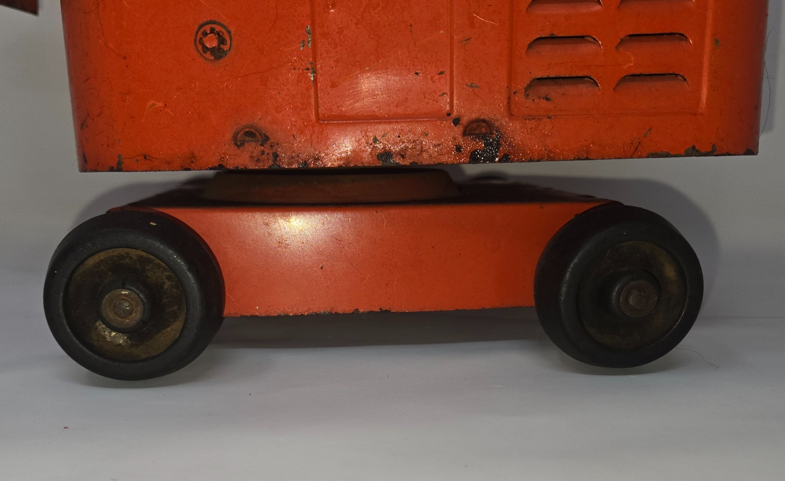 Vintage Pressed Steel Structo Construction Steam Shovel Orange Top Gear Works