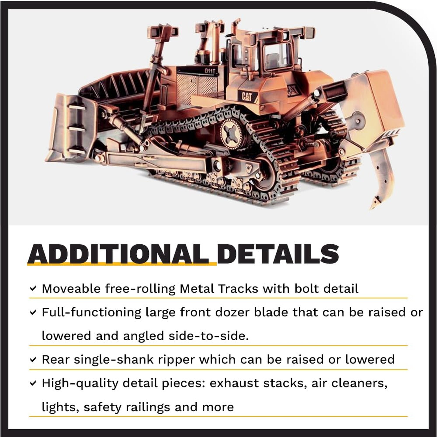 Diecast Masters 1:50 Caterpillar D11T Track-Type Tractor, Copper Finish Comme…