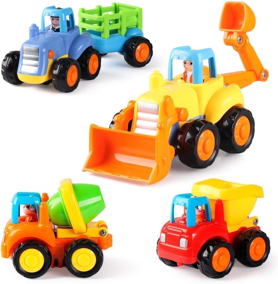 4-Pack Friction Powered Construction Vehicle Toy Set for Kids: Safe & Durable