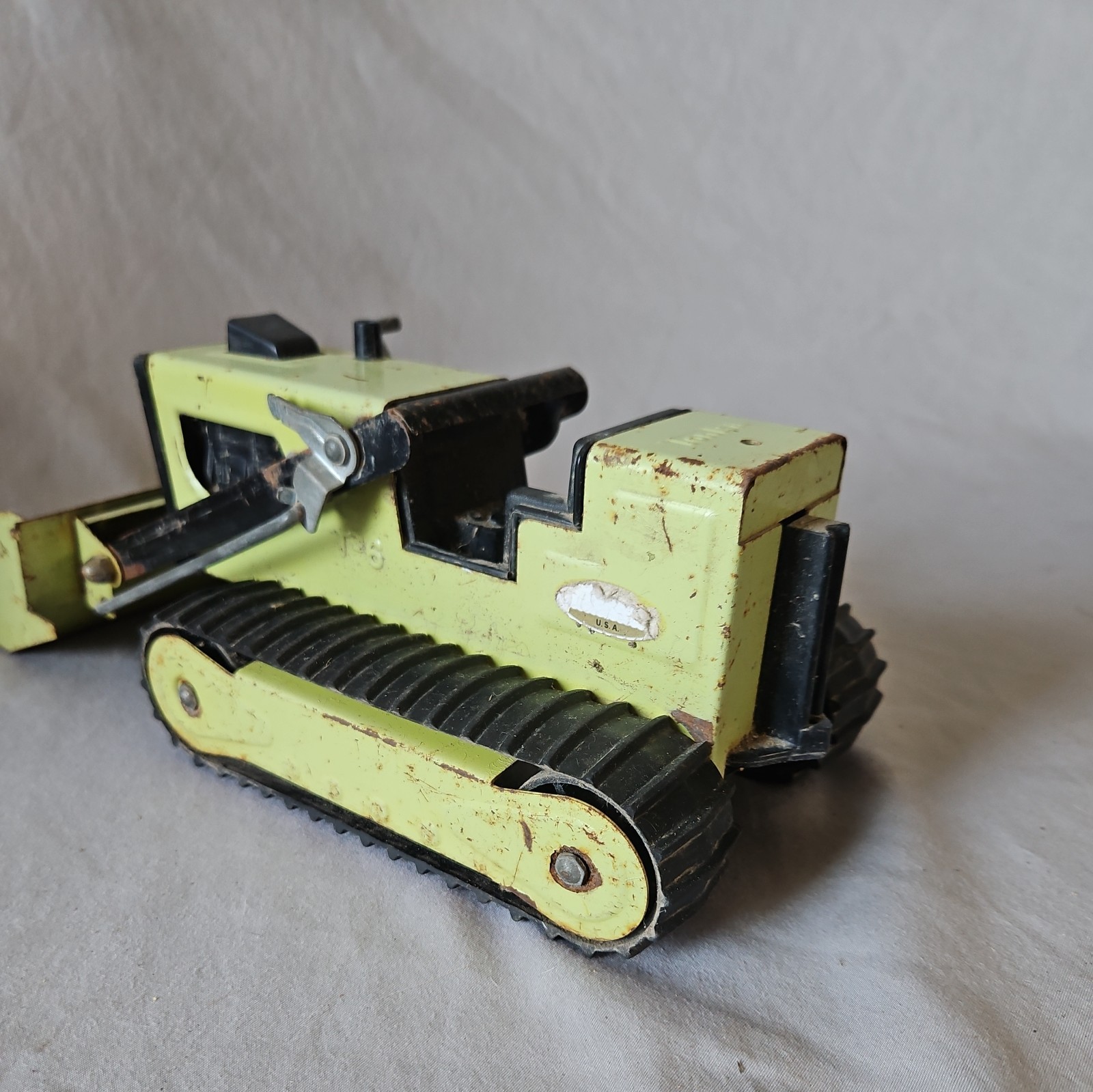 Vintage TONKA T-6 Front end Loader Excavator 1970s Green Steel Bulldozer Digger