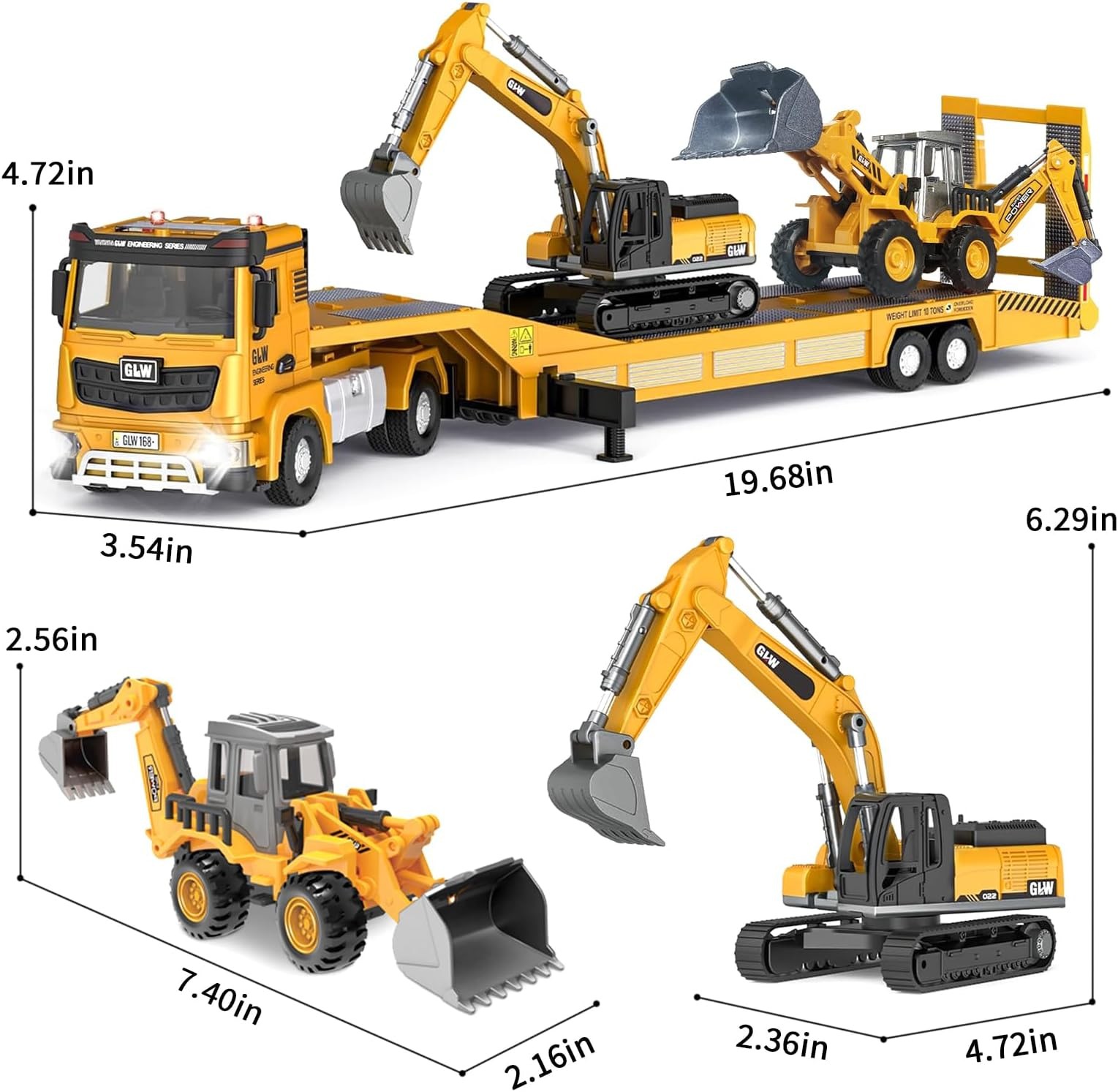 Construction Carrier Trucks Toy Set – Alloy Inertia Driving 1:40 & 1:55 Simul…