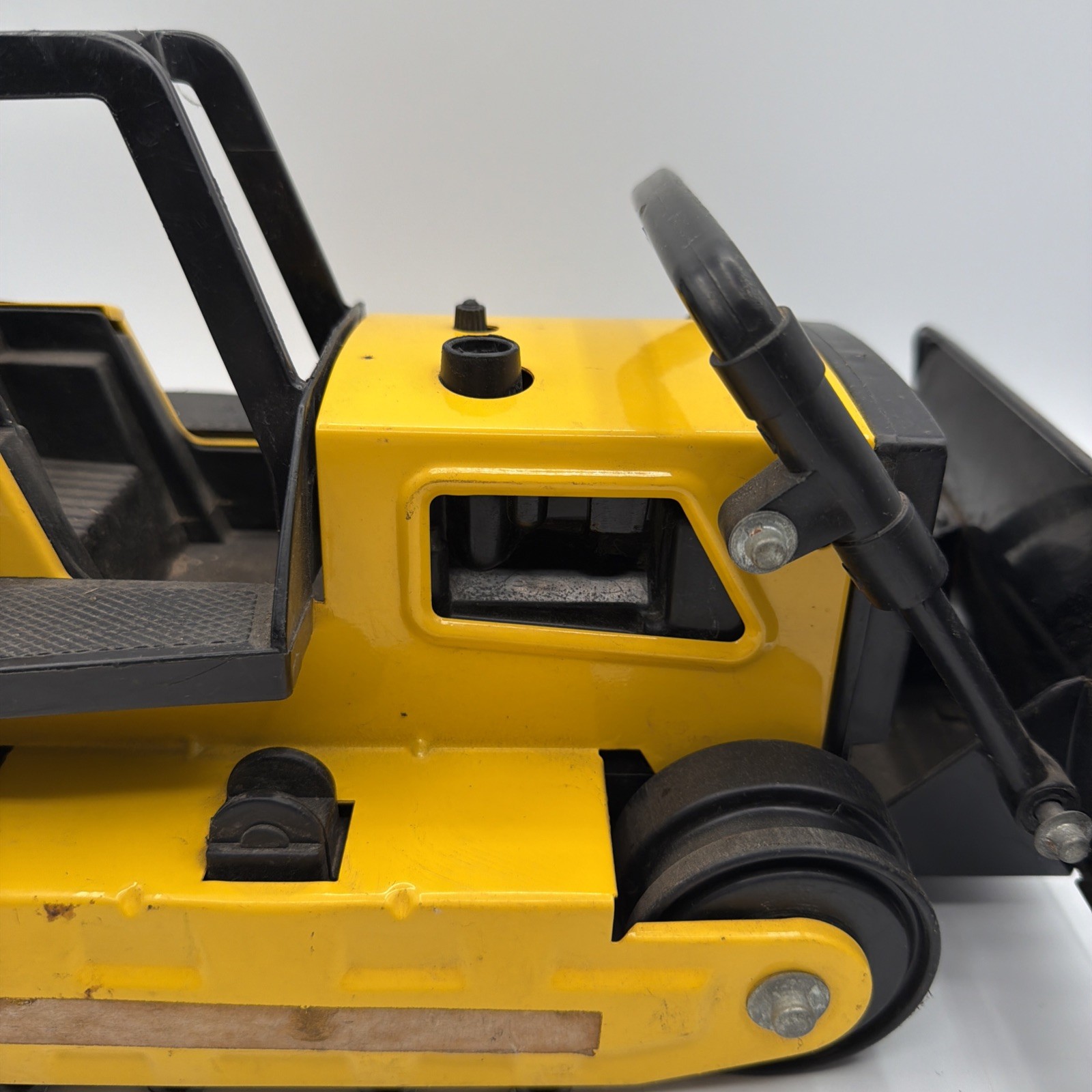 Vintage 1980s Tonka Trax Bulldozer Crawler: Pressed Steel Construction Toy 12″