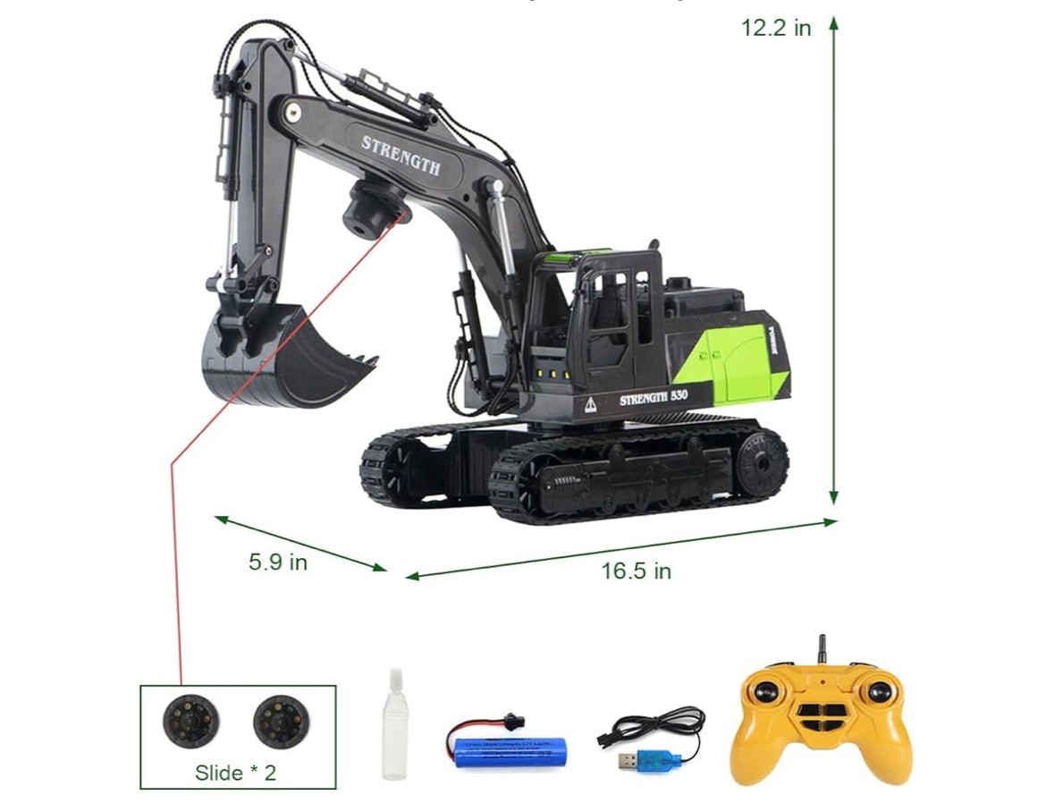 2.4 GHz RC Power Excavator In Yellow W/Projection Light Sound Model NO.MD530A-B