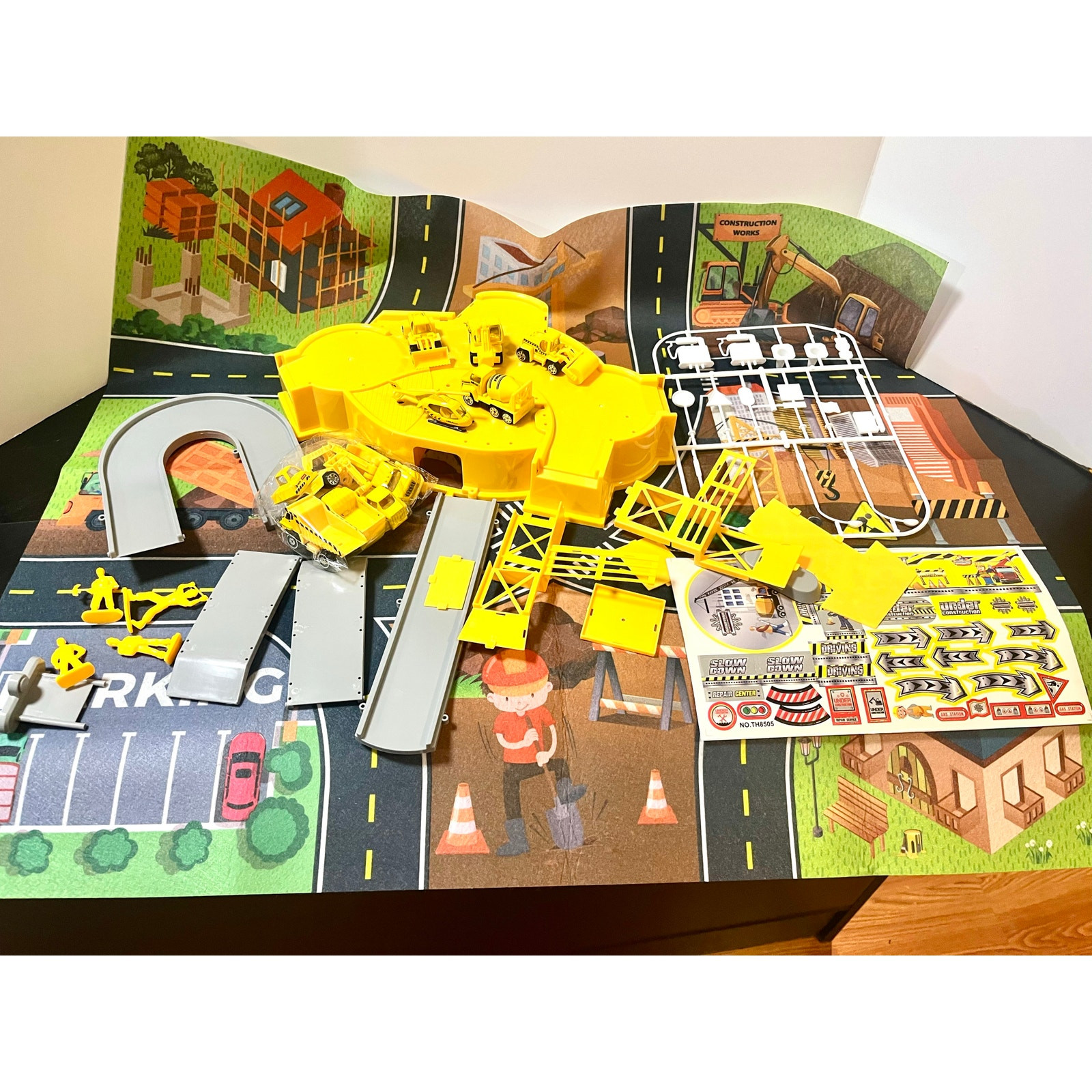 Construction Vehicle Truck Toys Set Mini Engineering Car Play Mat Gift For Kids