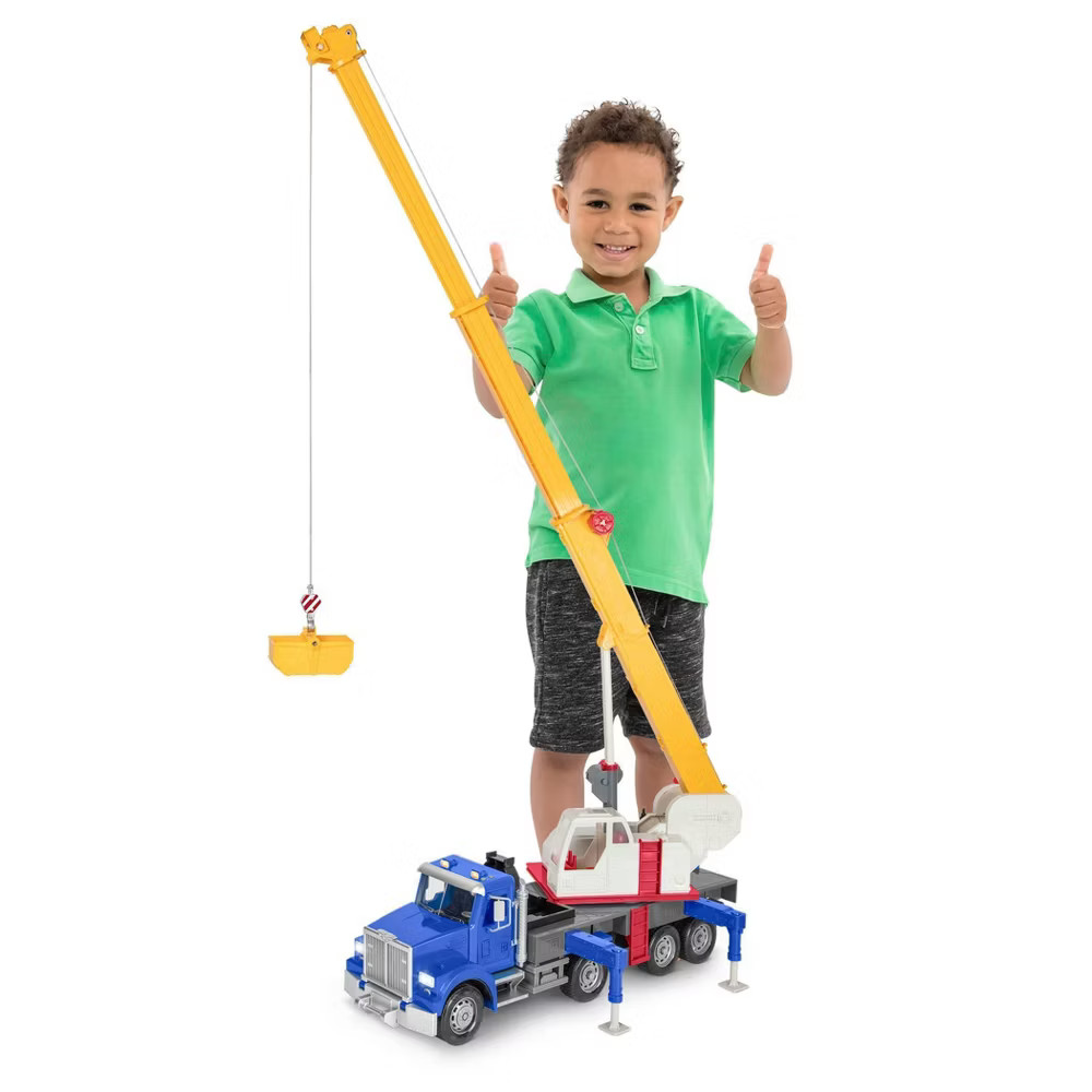 DRIVEN by Battat Jumbo Crane Truck Movable Arm Engine Sounds Lights Batteries