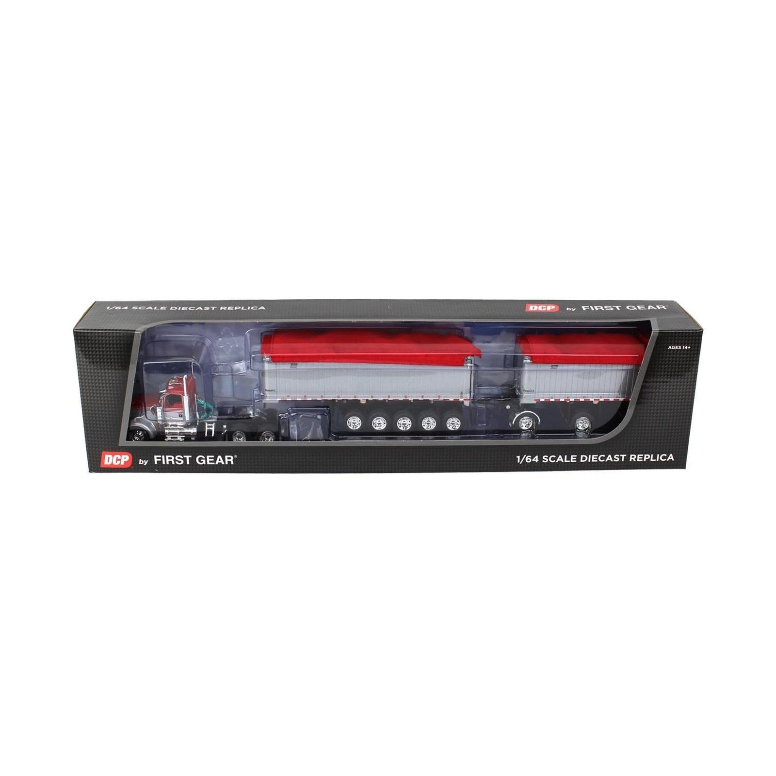 DCP 1/64 Viper Red/Silver Kenworth W900L w/ 31ft & 20ft End Dump Trailers, by…