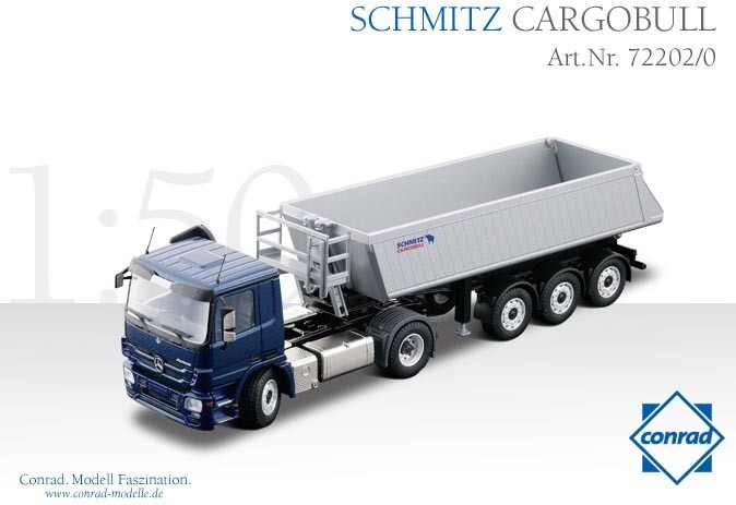 Conrad 72202-0 Mercedes-Benz Schmitz w/Cargobull Dump Trailer 1/50 Die-cast MIB