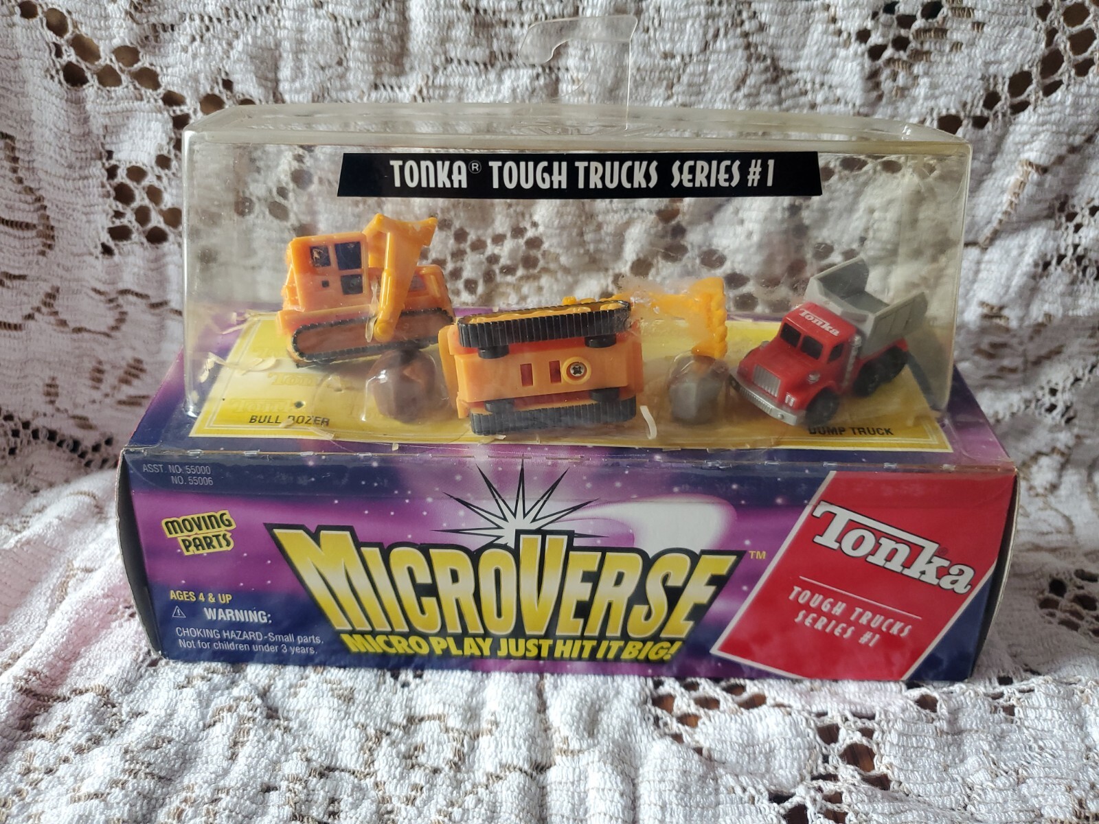 1996 Kinner Microverse Tonka Tough Trucks Series #1 Bulldozer Crane Dump Truck