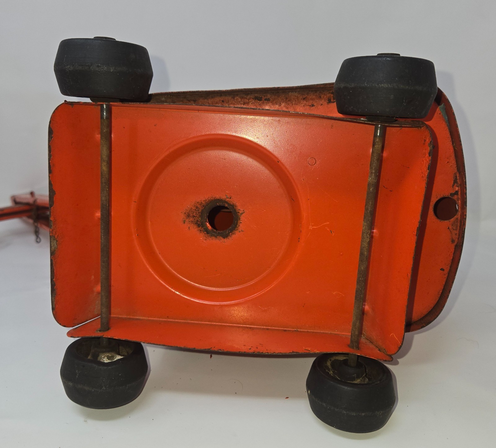 Vintage Pressed Steel Structo Construction Steam Shovel Orange Top Gear Works