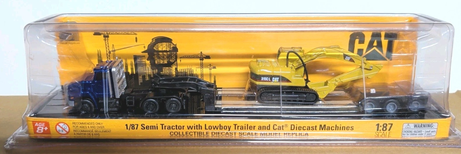 8 pc Diecast Masters Cat Diecast Earth Movers & Tractor Trailer 1:87 -HO Scale