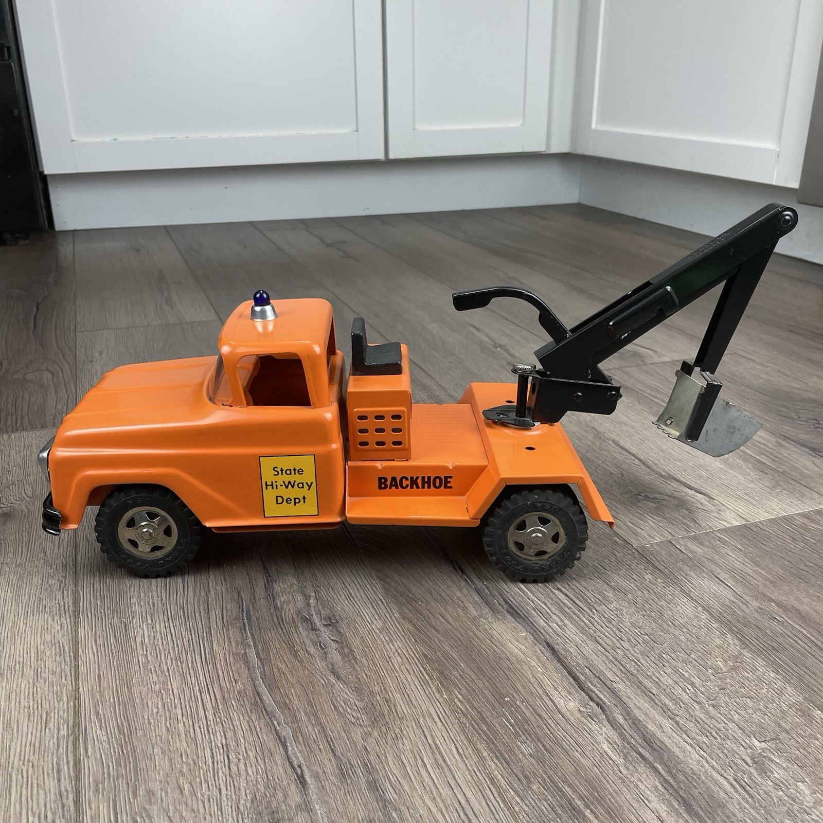 Vintage Orange Tonka State HI-WAY DEPT Highway Truck Backhoe Excavator Highway