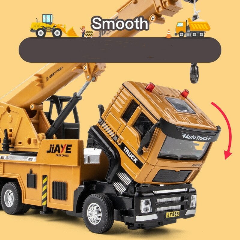 1:50 Alloy Yellow Crane Truck Engineering Wheel Crane Car Model Kids Gifts Toys
