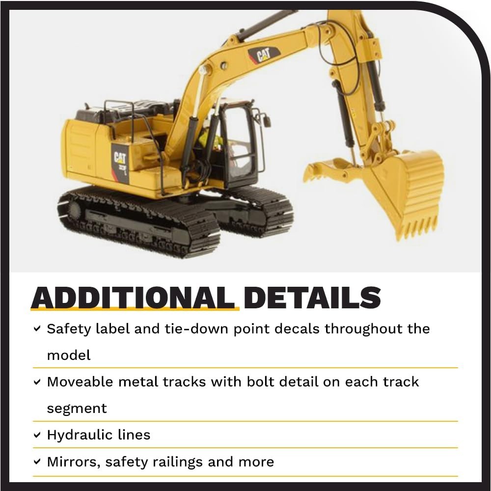 Medium Excavator 323F High Line Series – Heavy Duty Construction Vehicle, 1:50 S