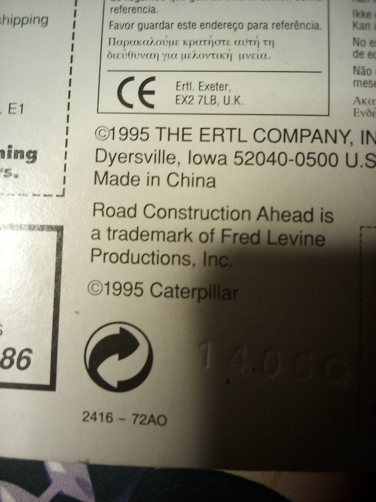 Ertl Die-Cast Road Construction Ahead Caterpillar D6H Tractor – NIP