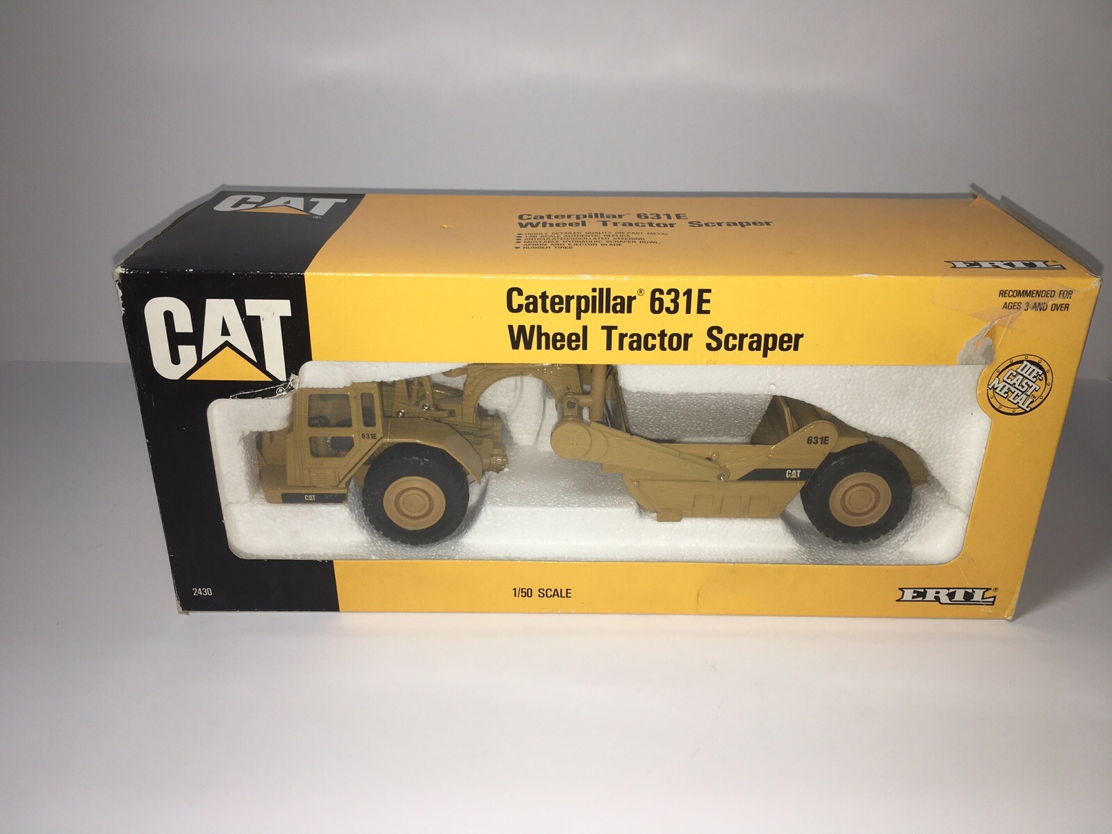 Vintage 1990 Norscot CAT 631E Wheel Tractor Scraper Die-Cast 1:50 Caterpillar
