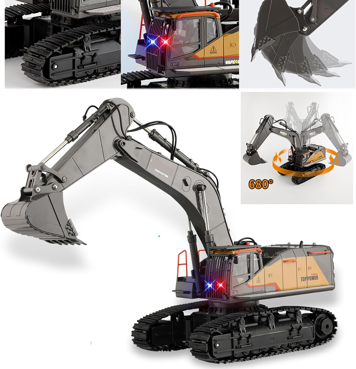 20.4 Inch 22 Channels Remote Control Excavator Truck 1/14 Scale Metal Shovel Ind