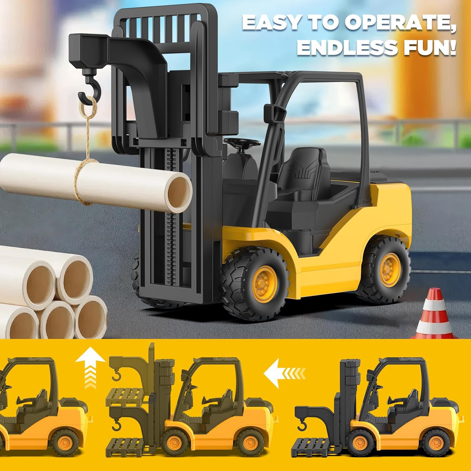 9-Channel Remote Control Forklift Truck – 1:18 Scale Construction Toy