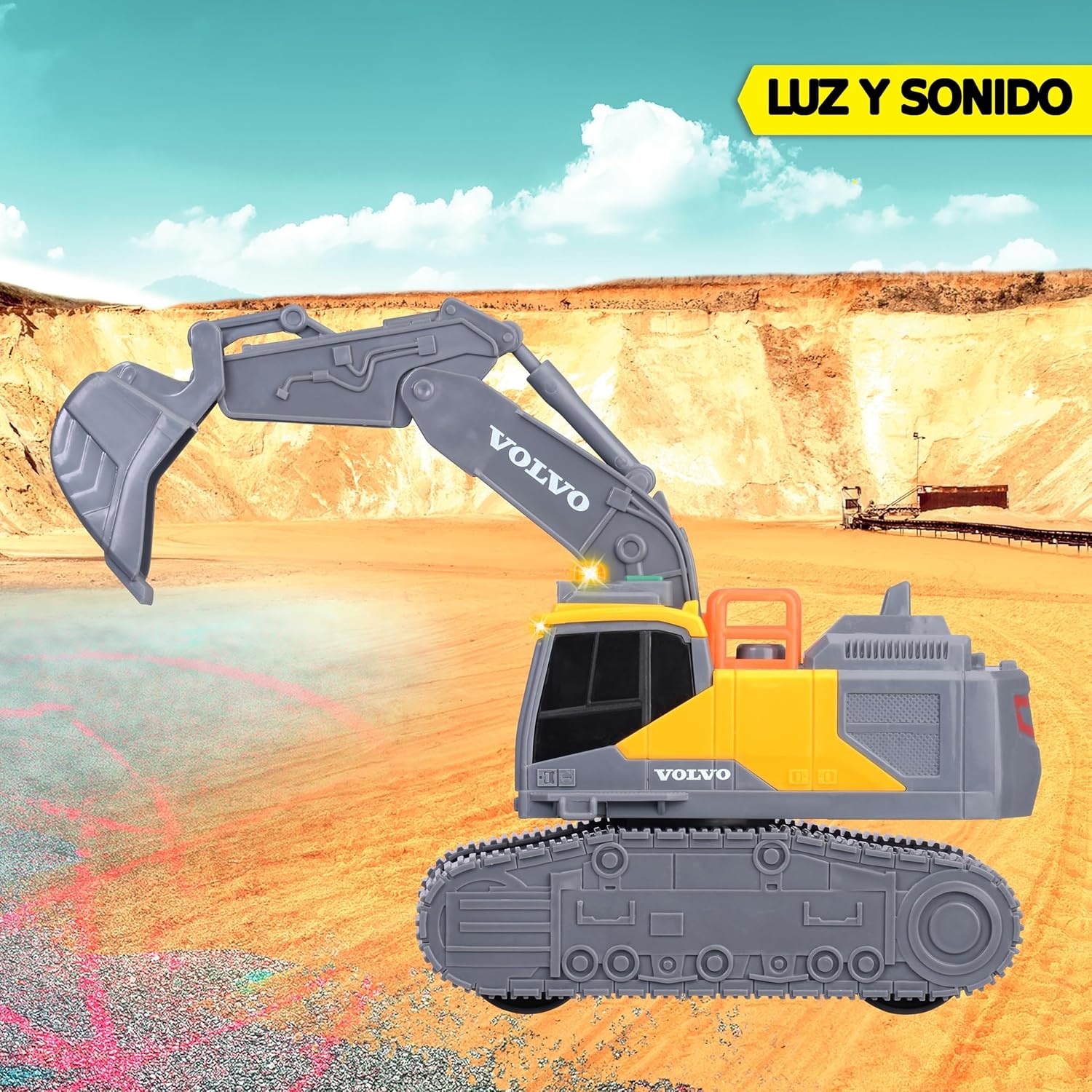Dickie Toys – Volvo Tracked Excavator – 23cm Crawler Excavator with Light, Sound