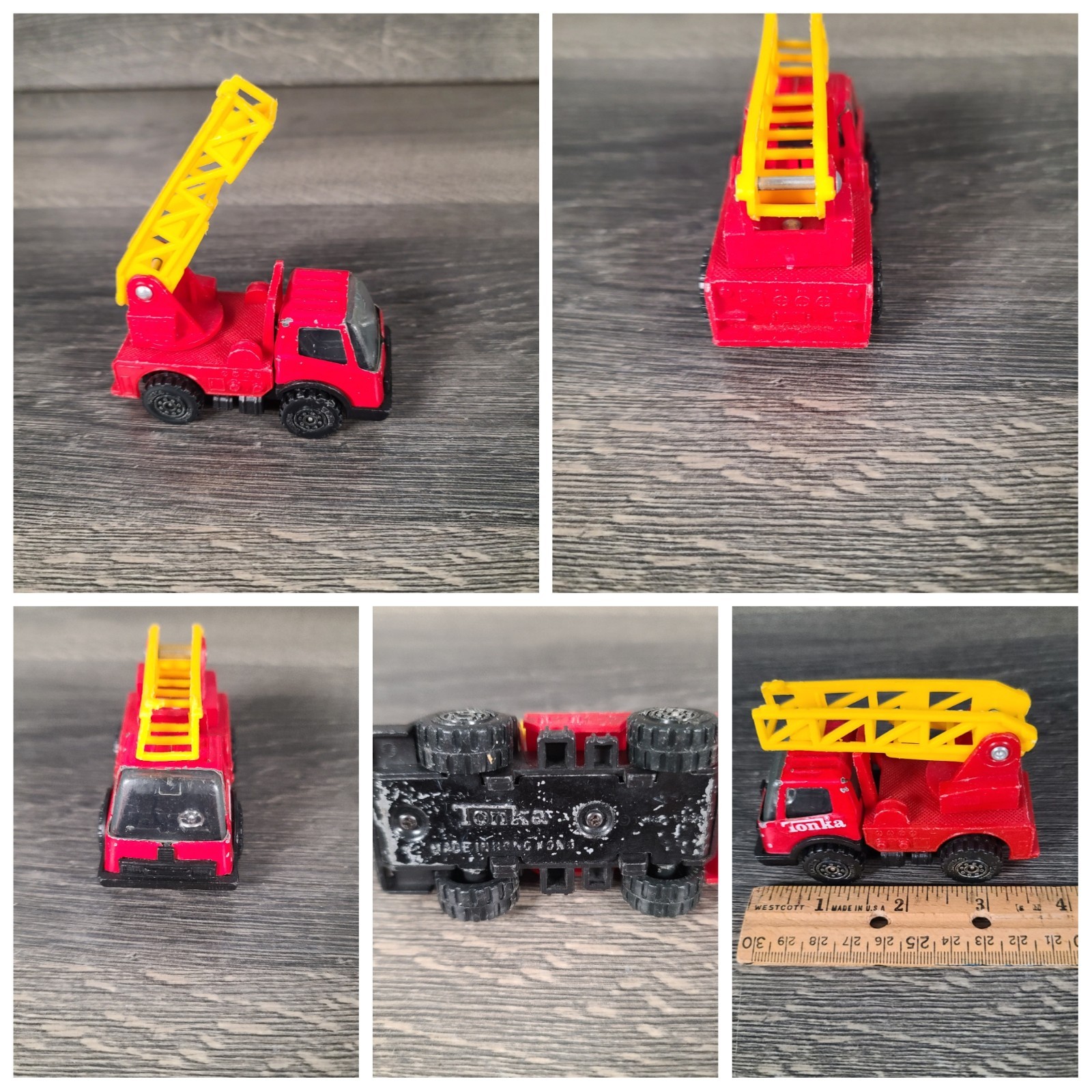 Lot of 5 Tiny Tonka Construction Toys Including Firetruck