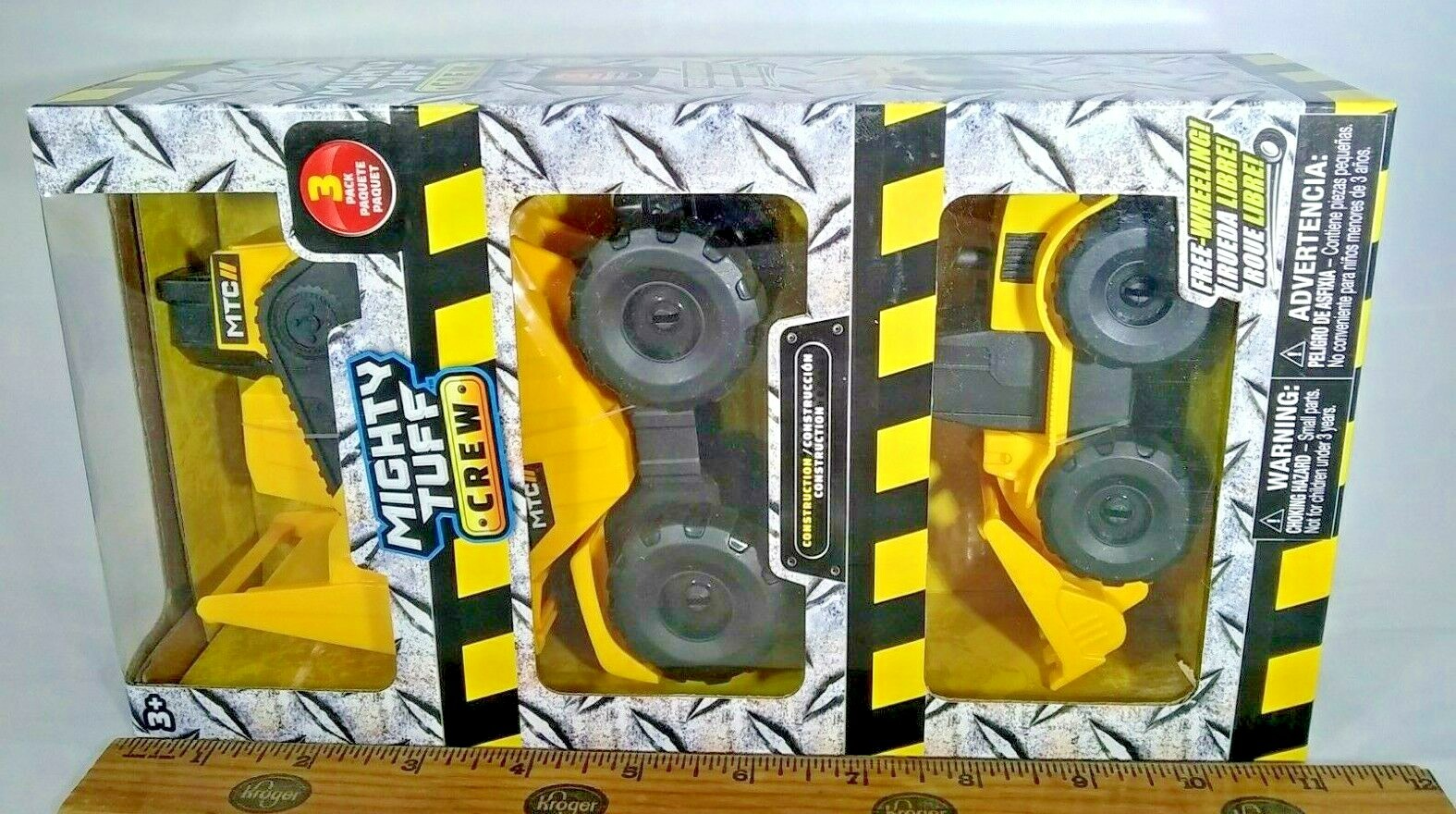 Mighty Tuff Crew 3 Pack Construction Vehicle Set Free-Wheeling MTC Dump Truck 3+