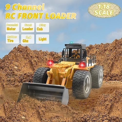 Fistone RC Front Loader 4WD Alloy Shovel Tractor with Lights