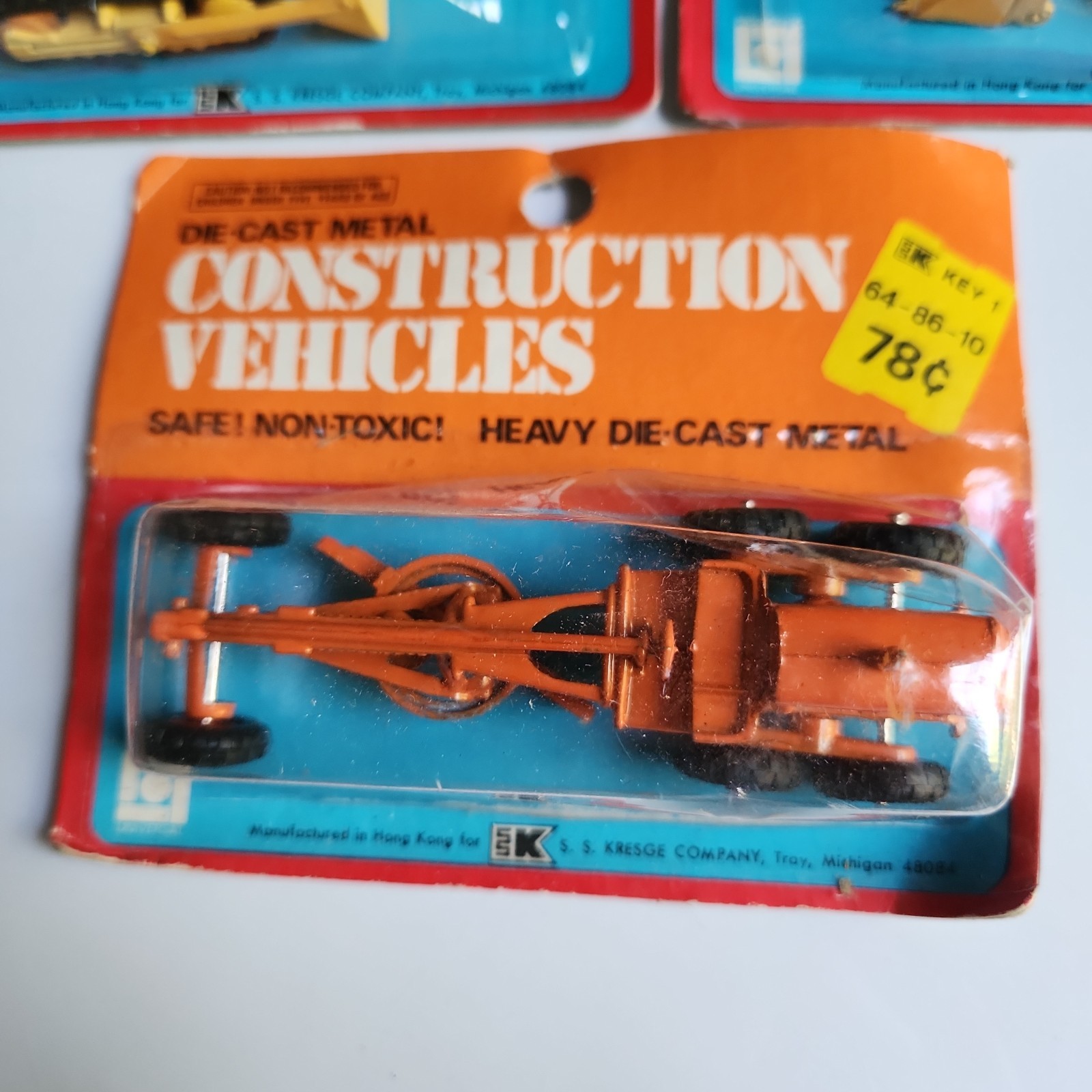 Vintage S.S. Kresge Diecast Construction Vehicles Dozer Loader Grader for Kmart