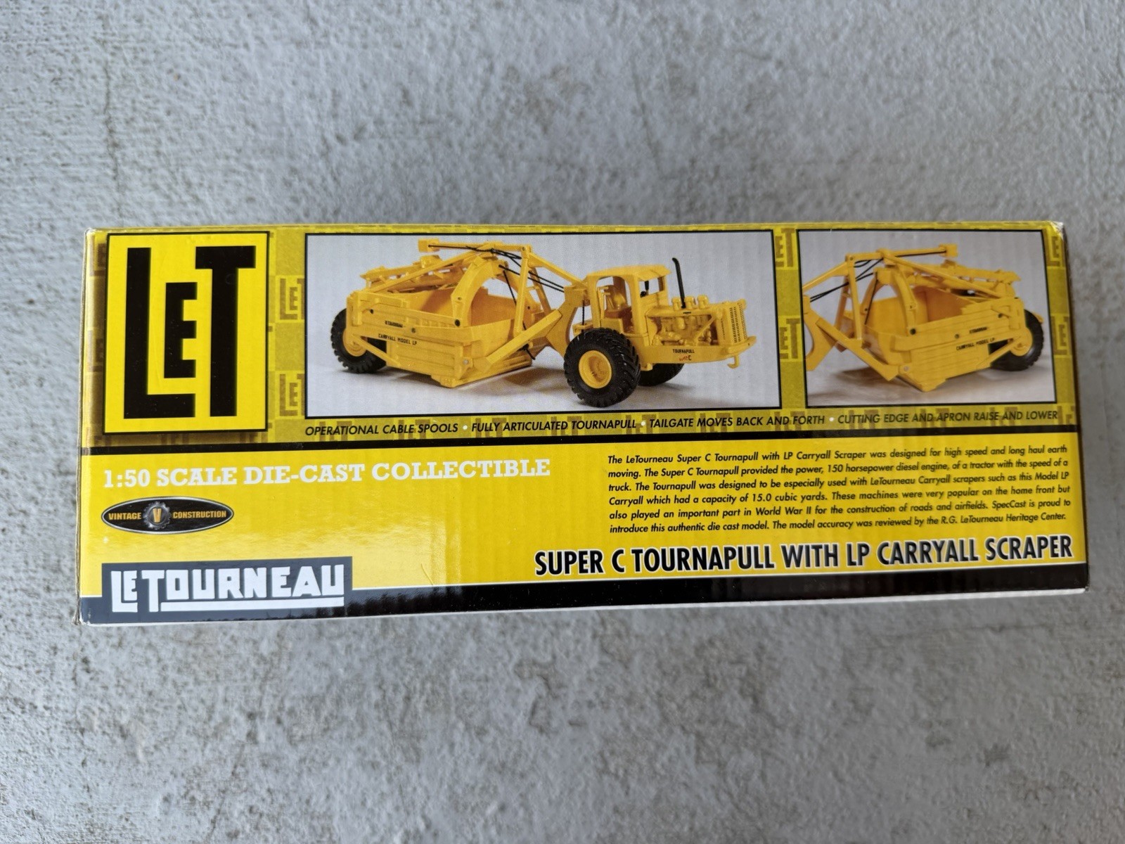 Spec-Cast CON011 1:50 LeTourneau Super C Tournapull with LP Carryall Scraper New