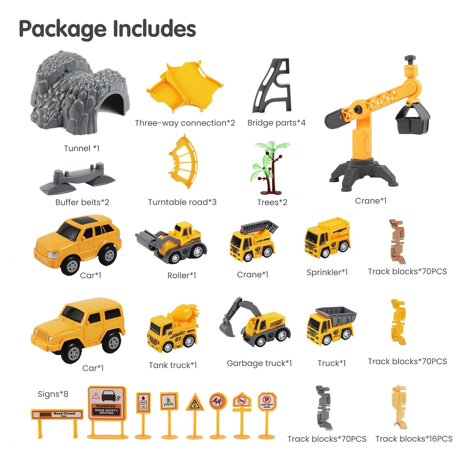 TUMAMA 249pcs Construction Race Track Vehicle Toys for Boys and Girls, STEM B…