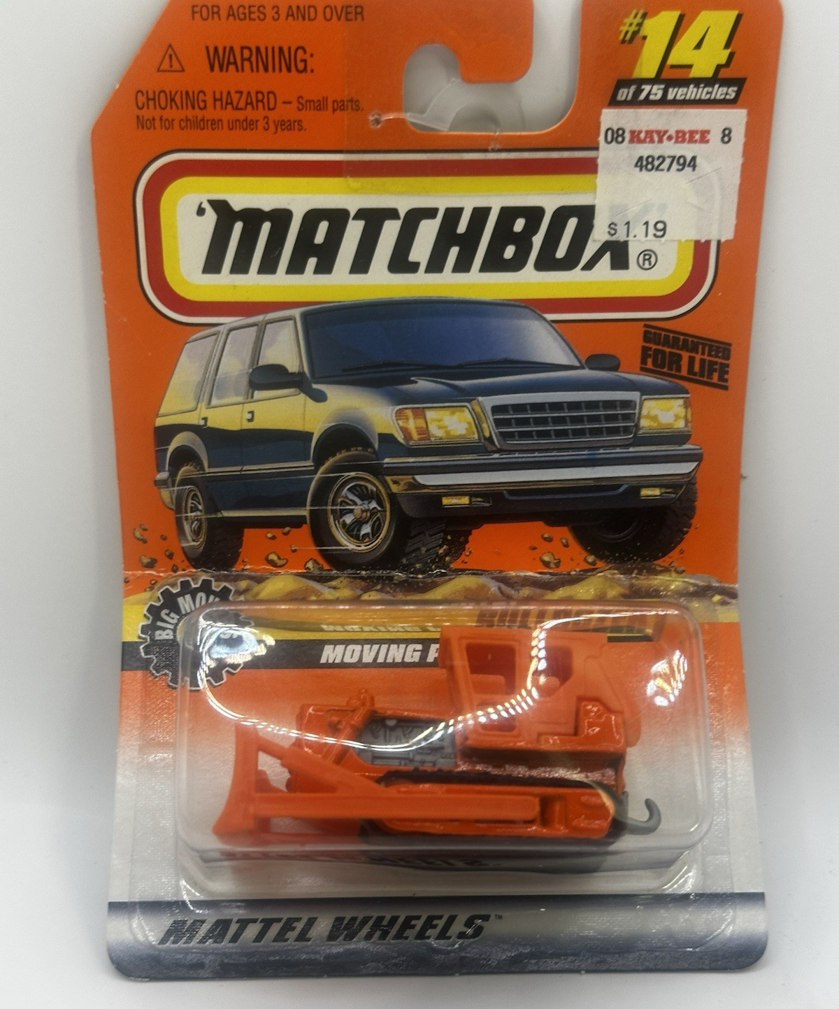 Matchbox Orange Bulldozer #14 Diecast Moving Parts, 1997 *Read*