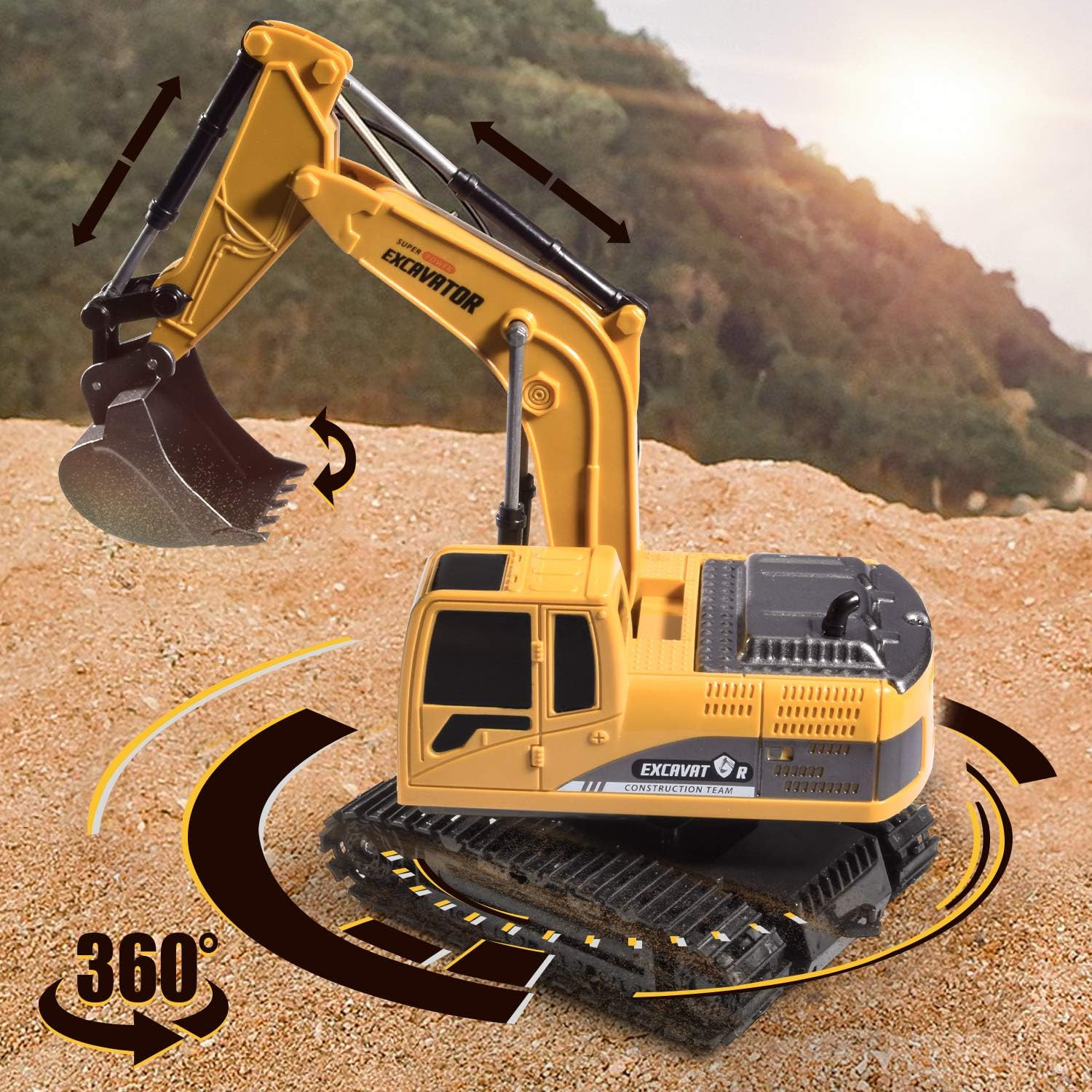 Construction Excavator Toy – Kids Toy Engineering Digger Truck, Remote Contro…