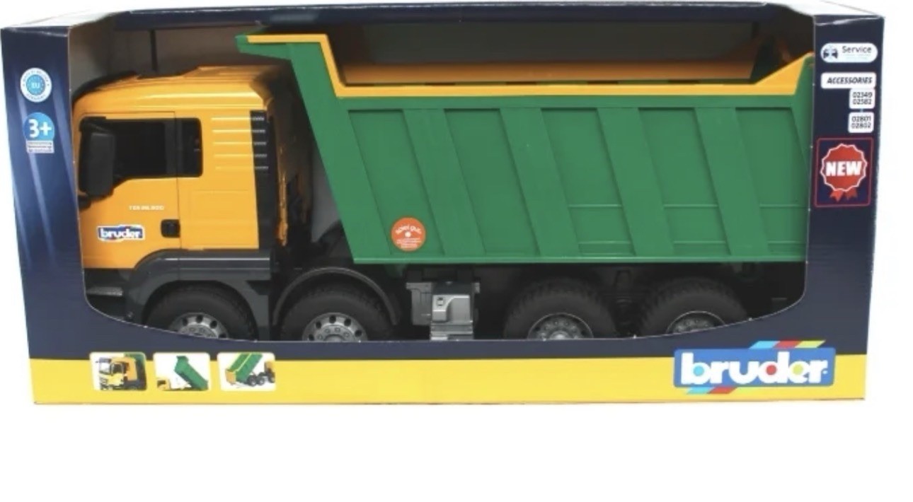 BRUDER: MAN TGS TIPPER TRUCK GREEN/YELLOW