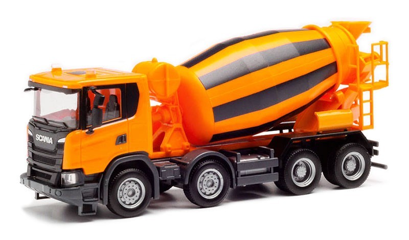 Herpa 312424 Scania CG 17 4-Axis Concrete Mixer – Orange 1/87 HO (plastic) MIB