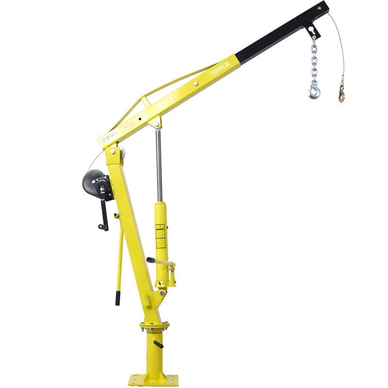 2000 lbs Hydraulic Pickup Truck Crane Hoist Jib Crane 360° Swivel Hoist Lift