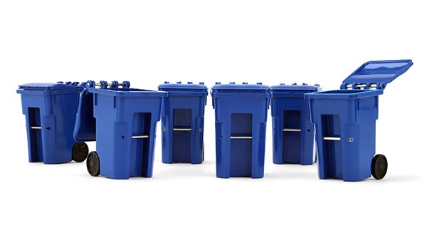 First Gear 90-0518 1:34 Set of Six Trash Carts – Blue (6)