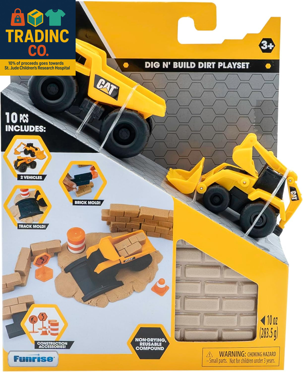 Construction Toys, Dig N’ Build Dirt Playset with 10 Oz of Compound, 2 Little Ma
