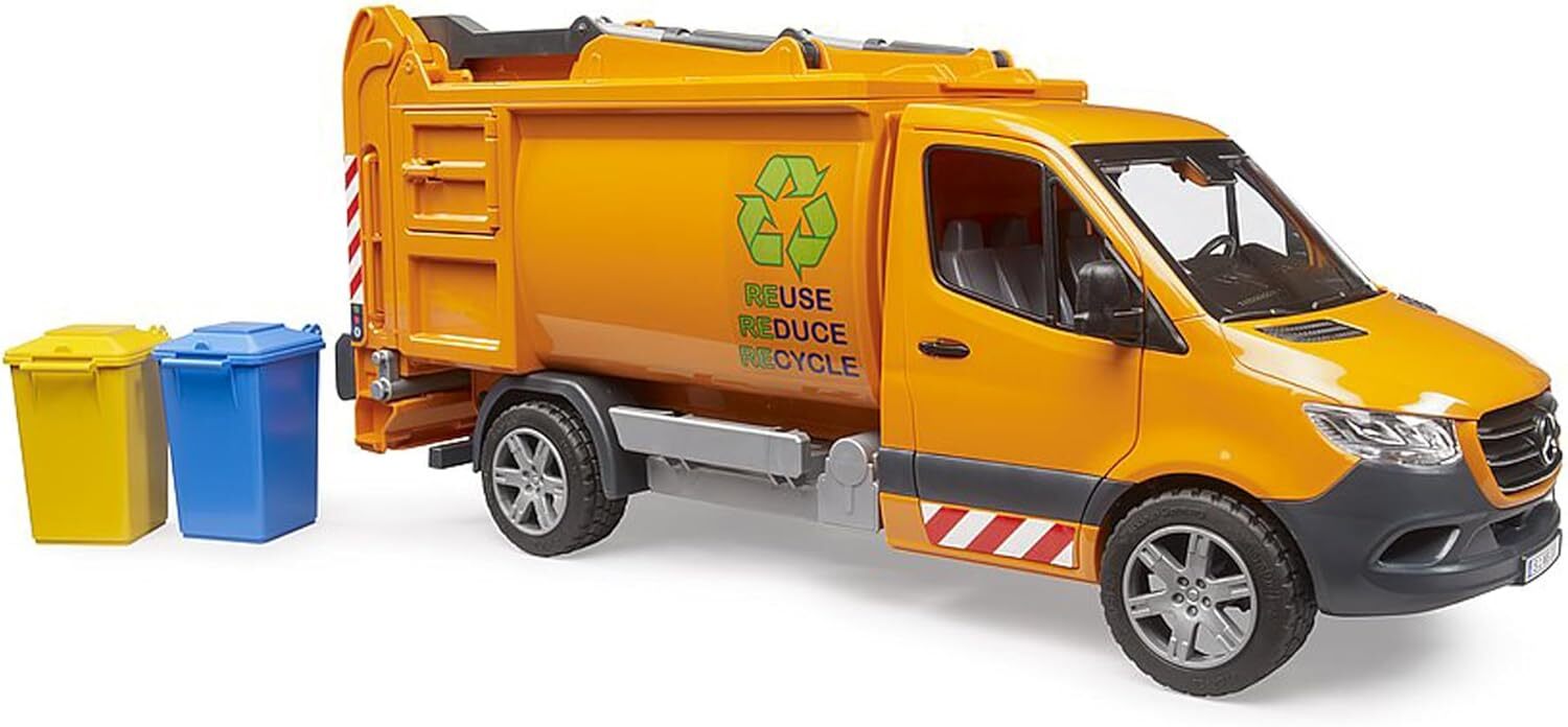 Bruder #02682 MB Sprinter Garbage Service Vehicle with Cans – Brand New!