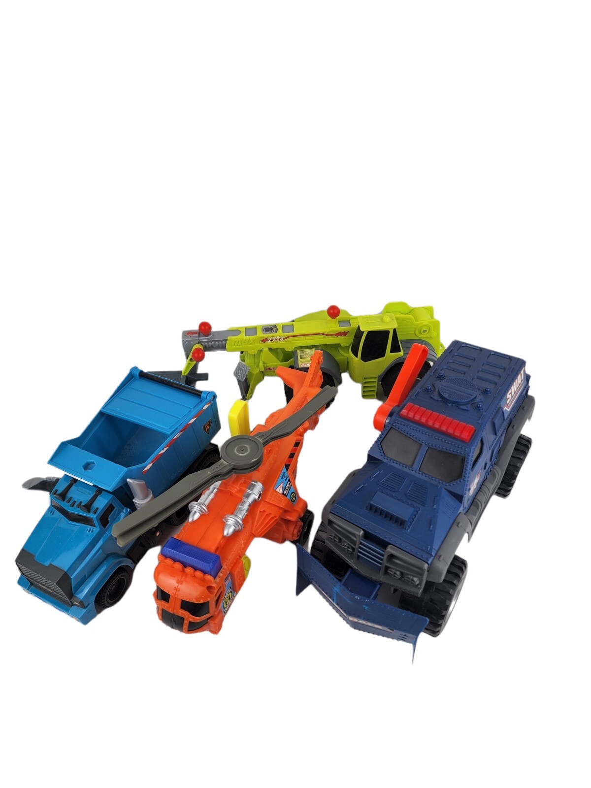 Matchbox Power Shift Truck & Helicopter and Action Dump Truck/Forklift Lot of 4