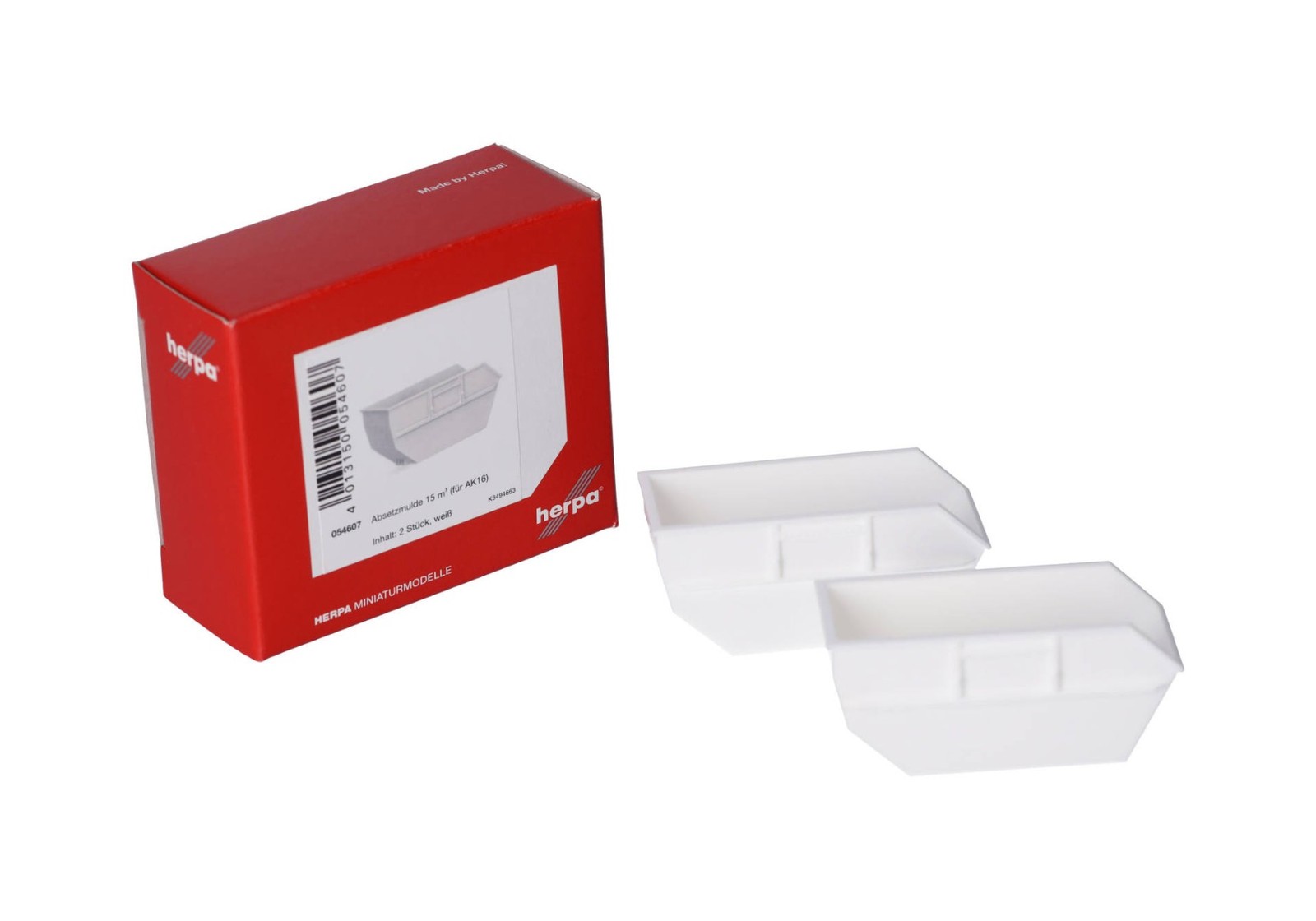 HERPA,2 Waste containers 15m3 White, 1/87, HER054607