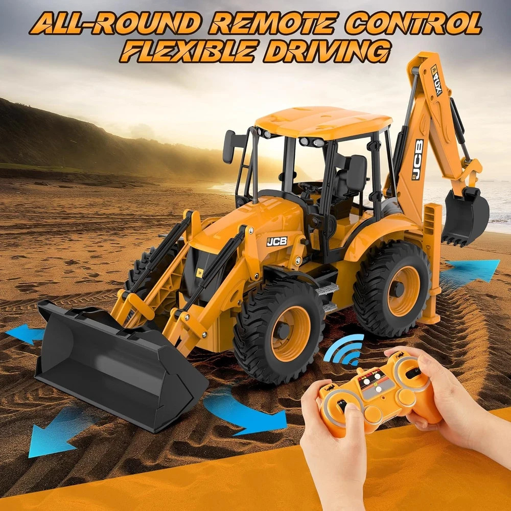 DOUBL E JCB 1:20 Scale RC Excavator & Loader – Dual-Function Construction Model