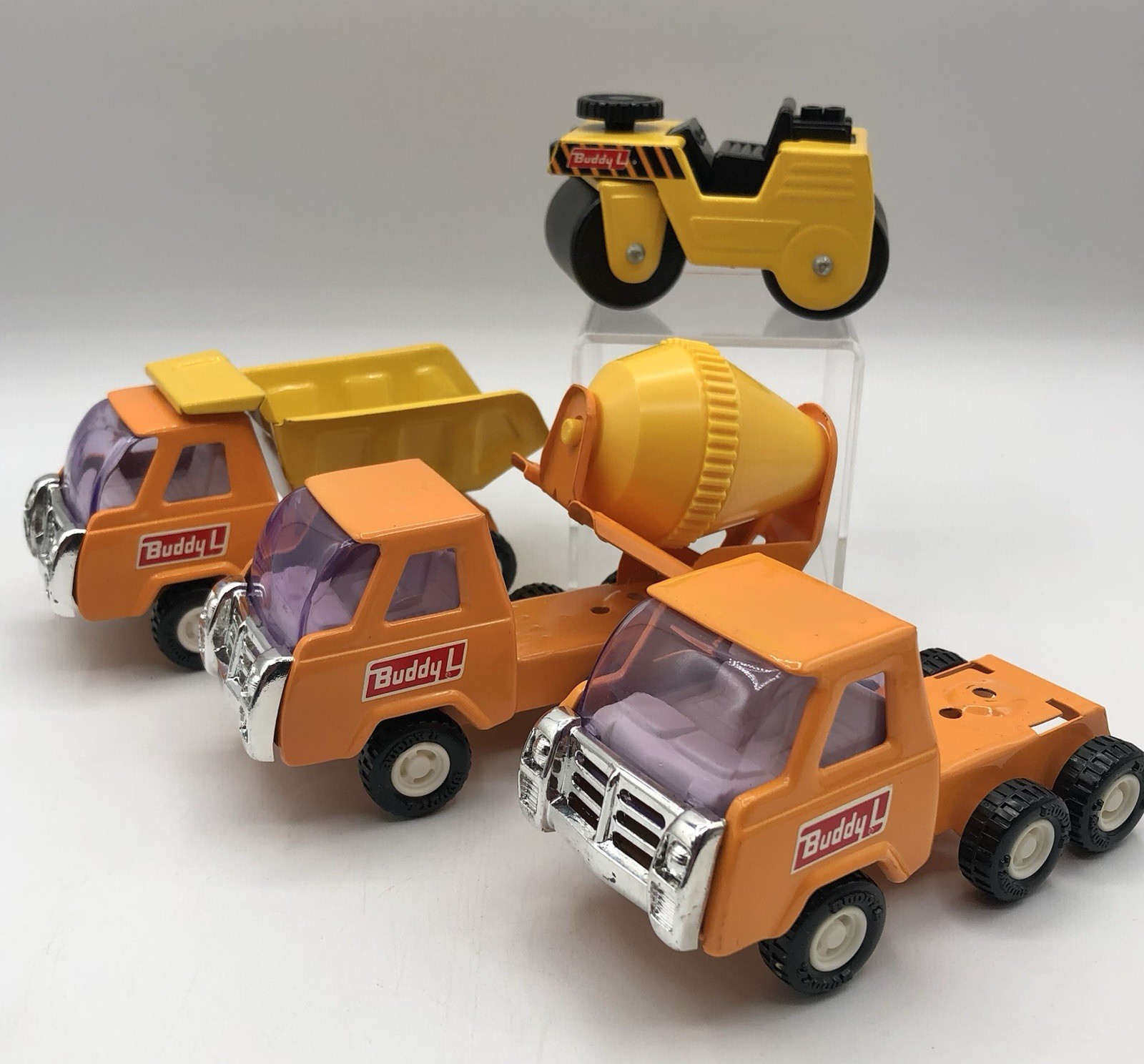 1970’s Buddy L Pressed Steel 4pc Construction Vehicle Set/ Pristine /b