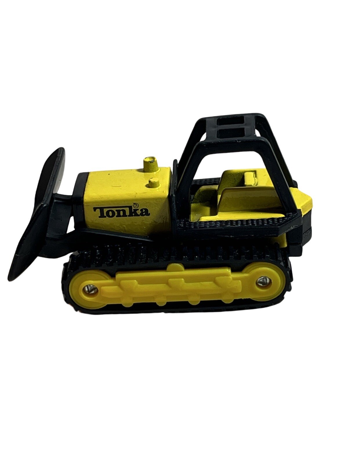 Vintage Toy TONKA Tractor Bulldozer Front Loader Diecast Plastic Yellow 3.25”