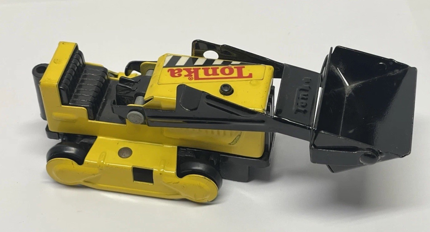 Vtg Tonka Bulldozer Steel Metal Front End Bucket Loader 55290 Yellow Die-cast