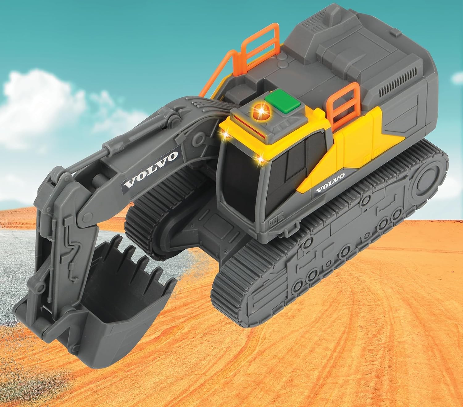 Dickie Toys – Volvo Tracked Excavator – 23cm Crawler Excavator with Light, Sound