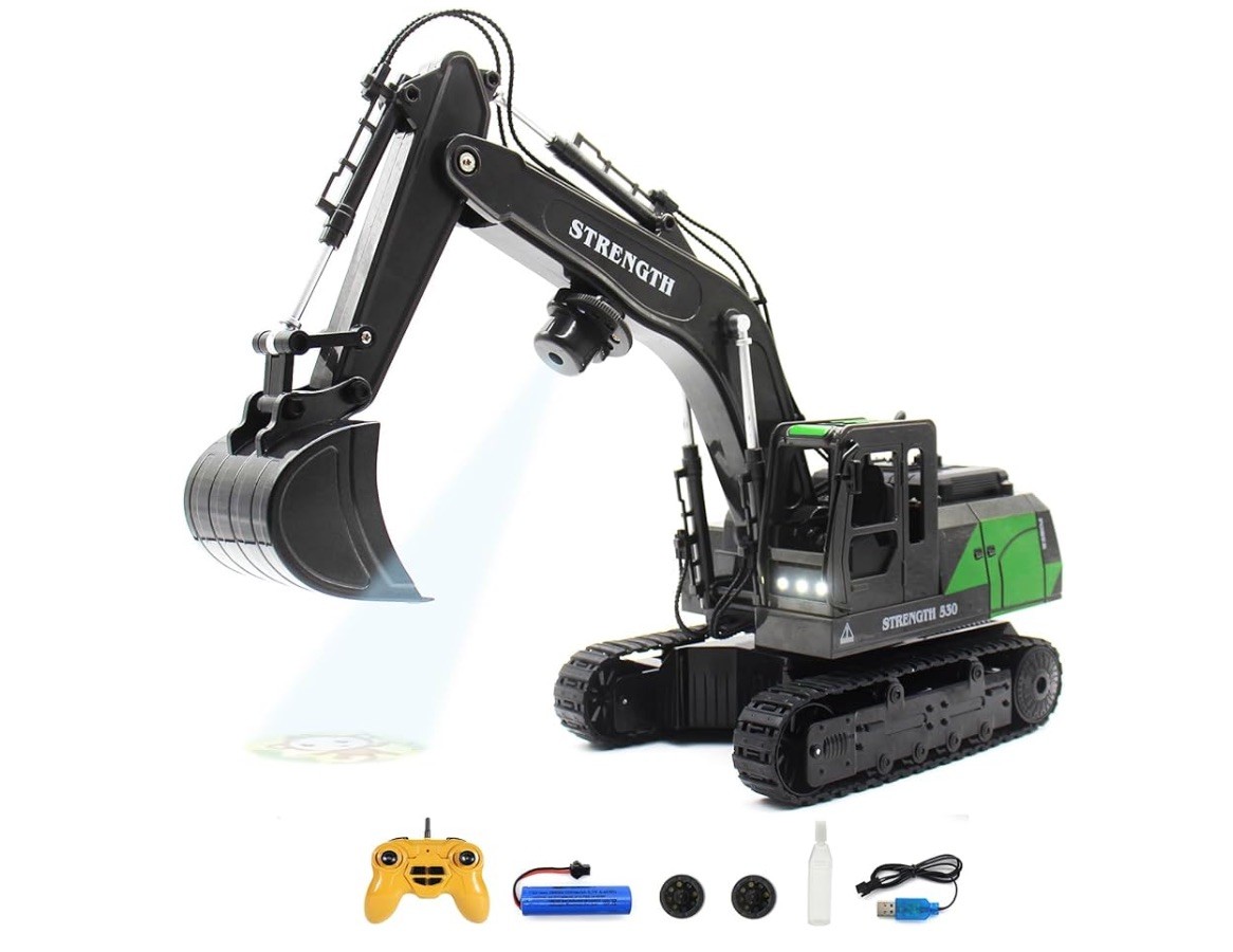 2.4 GHz RC Power Excavator In Yellow W/Projection Light Sound Model NO.MD530A-B