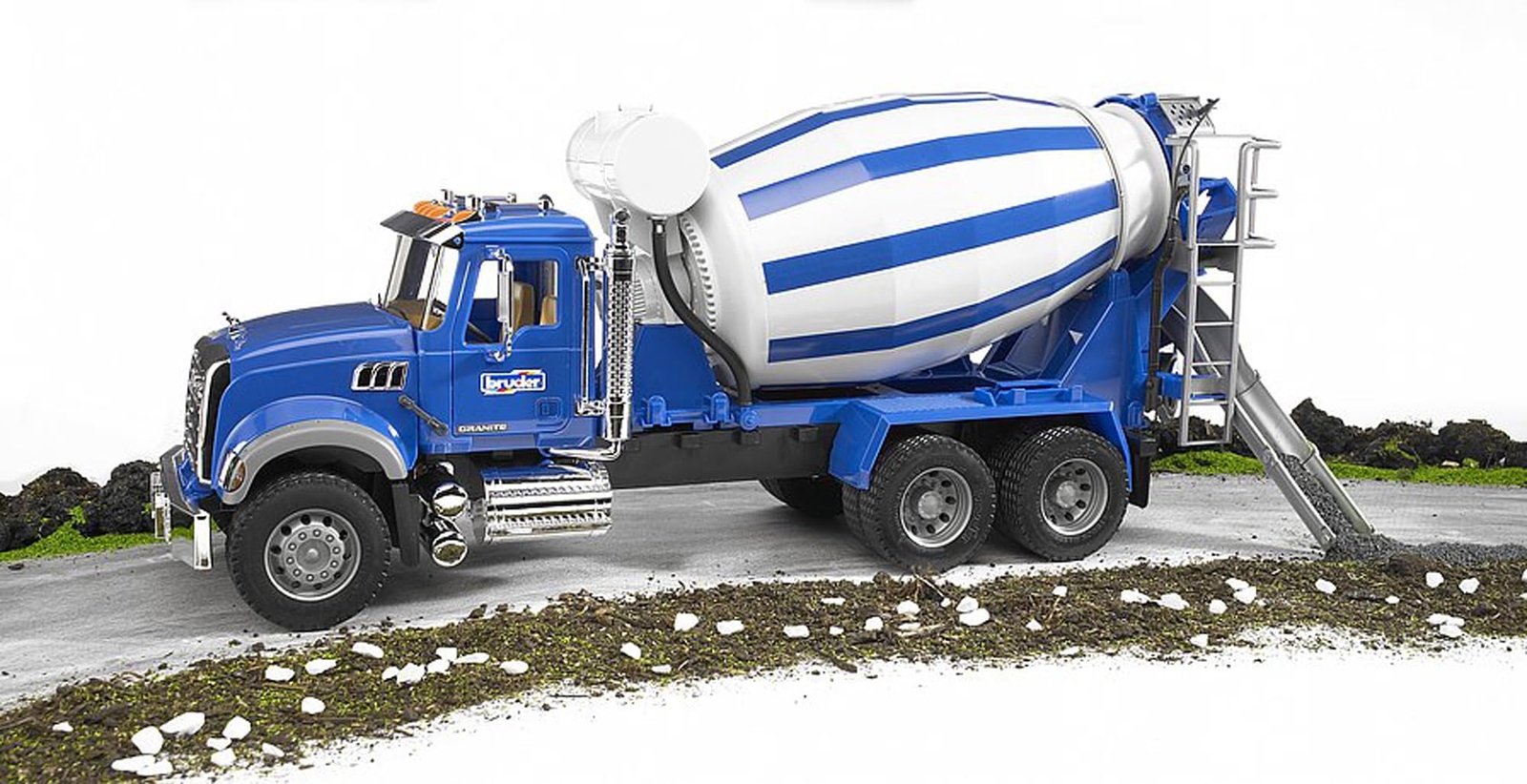 Bruder Mack Granite Cement Mixer Blue 116 Scale Made in Germany