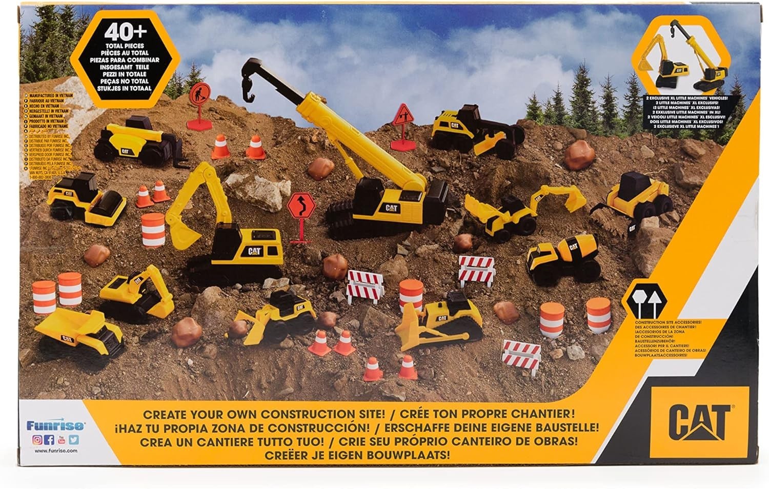 STEM Construction Toy Set 41 Pieces with XL Crane Excavator Vehicles and Signs