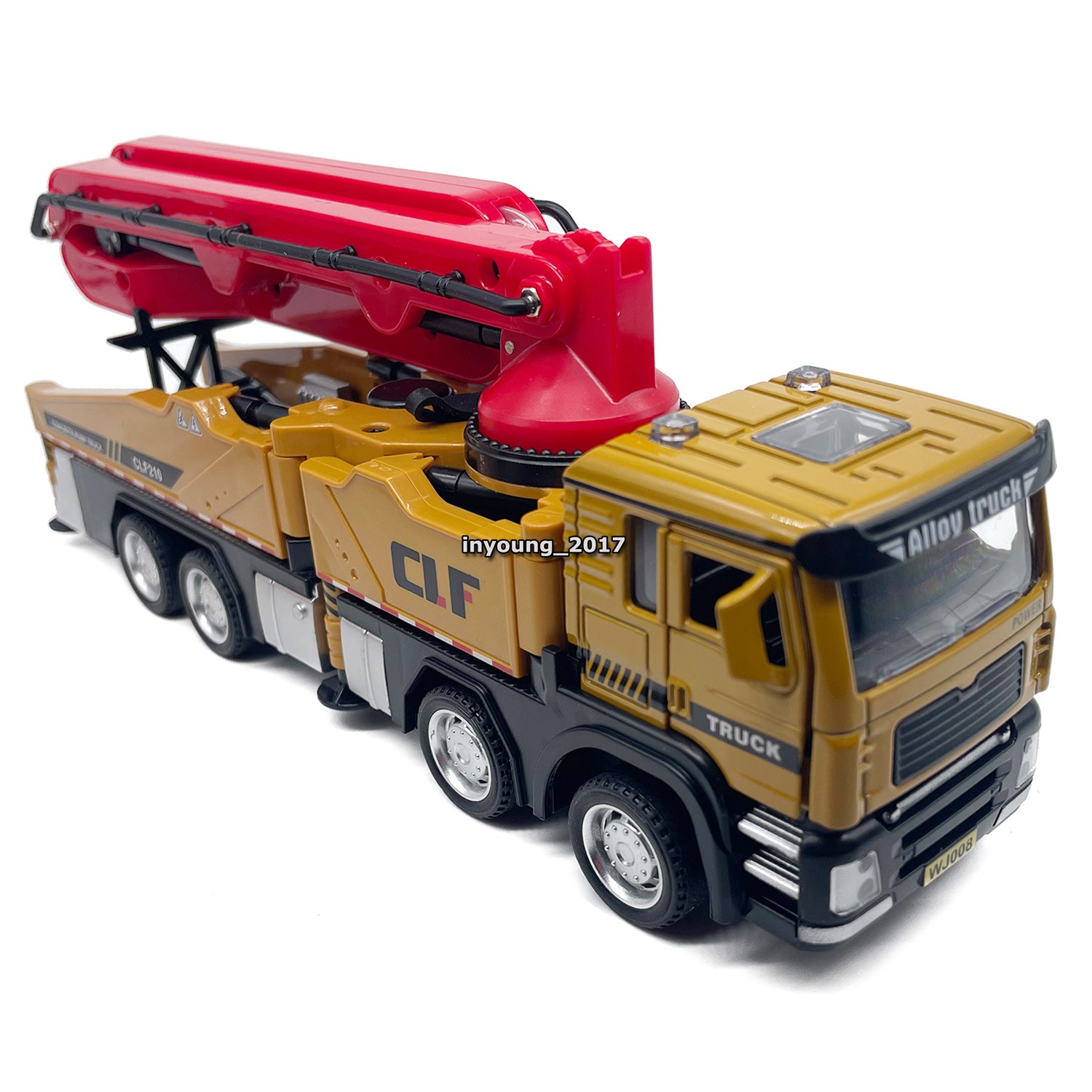 1/60 Concrete Pump Truck Toys for Boys Diecast Construction Vehicle Model Yellow
