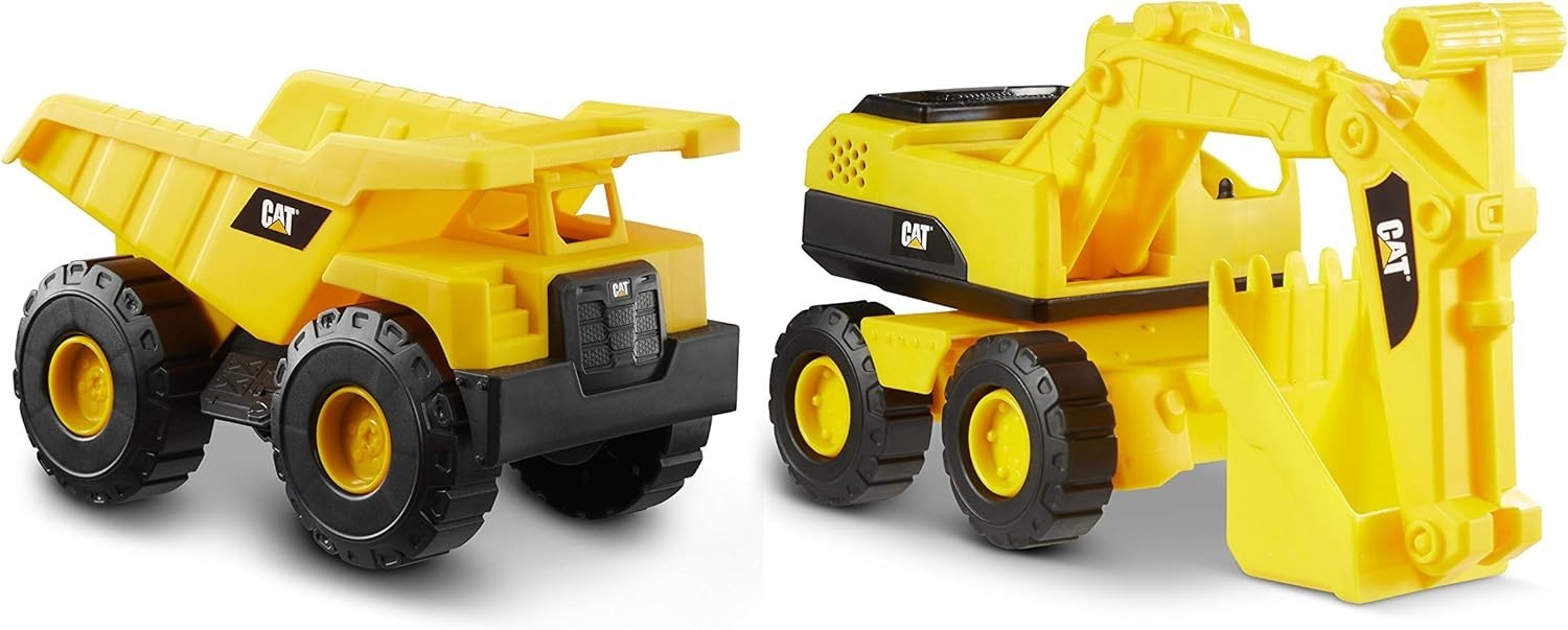 Durable CAT Tough Rigs 15″ Dump Truck Excavator 2 Pack Weather Resistant Toy