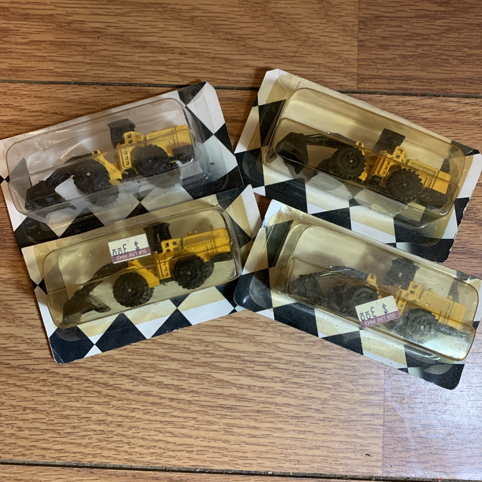 Lot Of 4 Diecast Heavy Equipment Cut Card 1991 Toy