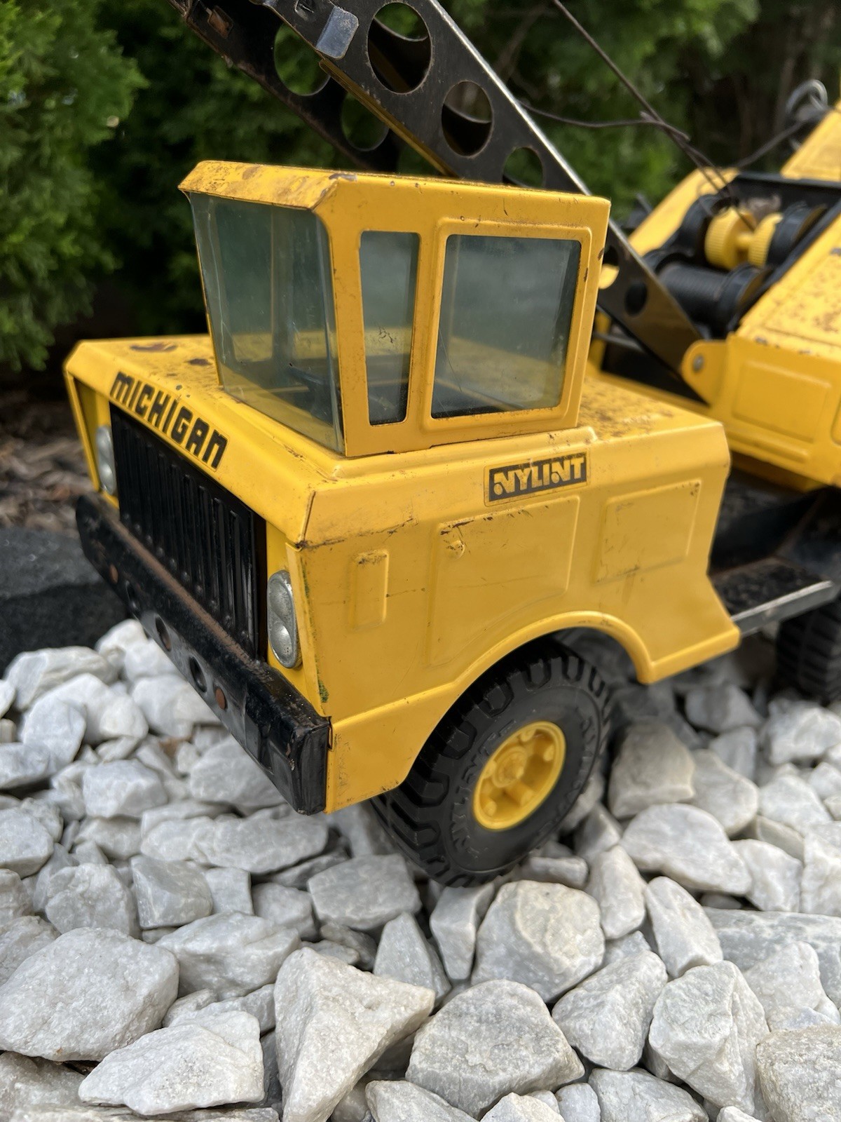 Vintage 70s Nylint Jumbo Michigan Pressed Steel Crane